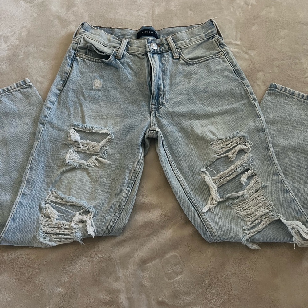 Aeropostale Blue Relaxed Fit Jeans with Distressed Details